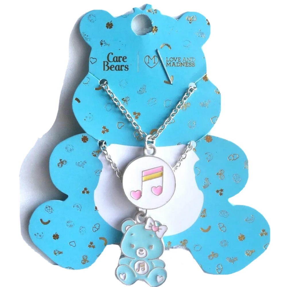 Hot Topic Care Bears Heartsong Necklaces Set Music Note Blue Kawaii Chibi Pastel